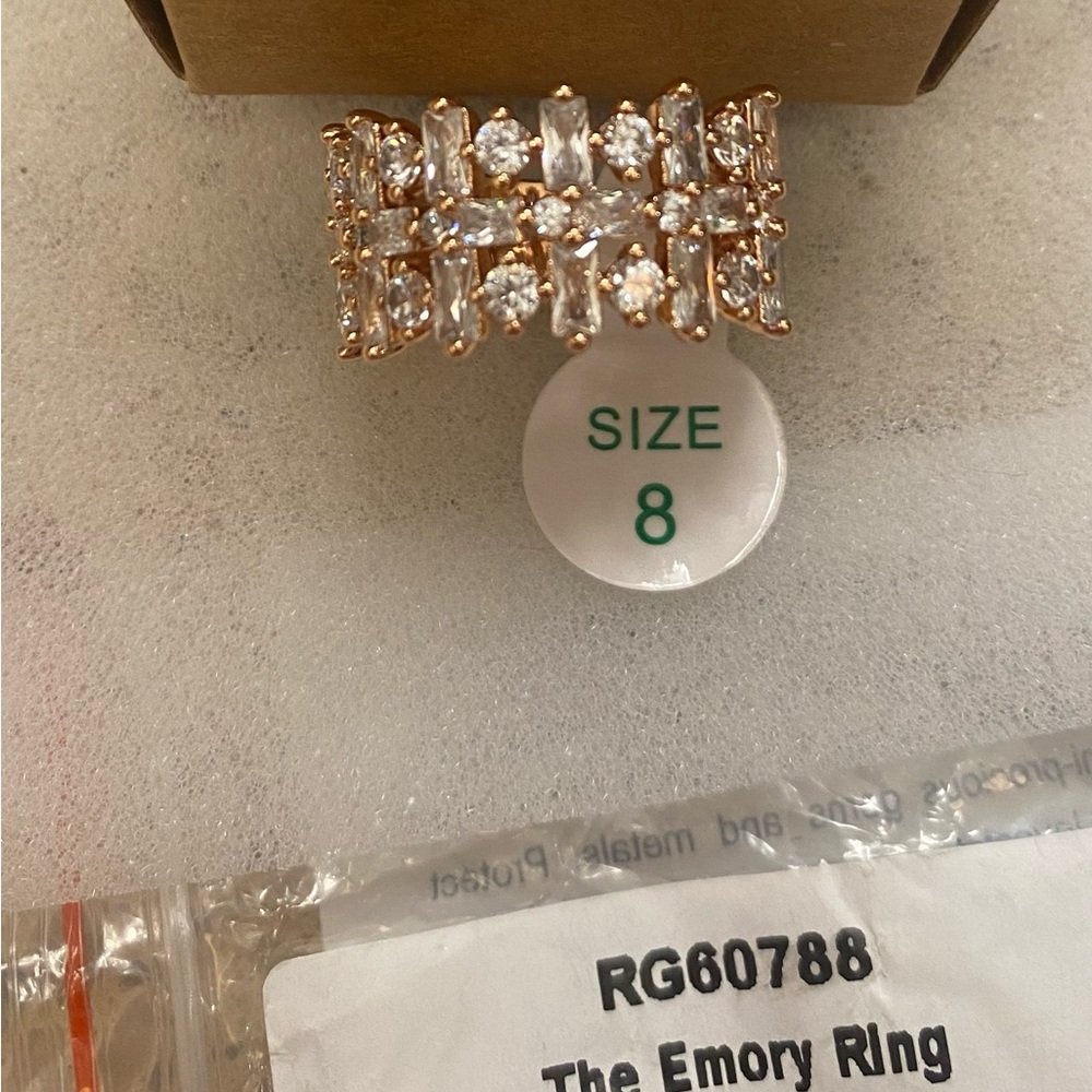 Bomb Party Emory Ring Rose Gold Multi-Stone Statement Ring - Size 8